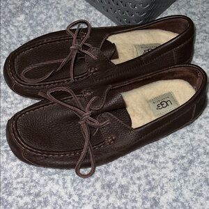UGG Men's Dark Brown Leather Slip-Ons size 8
